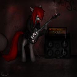 Size: 2000x2000 | Tagged: safe, artist:kaine, oc, oc only, oc:kaine, cigarette, guitar, solo