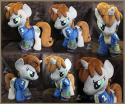 Size: 1600x1333 | Tagged: safe, artist:emberfall0507, oc, oc only, oc:littlepip, pony, unicorn, fallout equestria, clothes, fanfic, female, irl, mare, photo, pipbuck, plushie, solo, vault suit