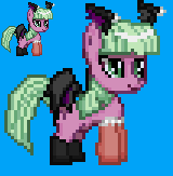 Size: 160x163 | Tagged: safe, artist:dmn666, bat pony, pony, darkstalkers, morrigan aensland, pixel art, ponified