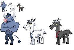 Size: 606x409 | Tagged: safe, artist:dmn666, iron will, goat, pixel art, pokémon, ponymon, simple background, transparent background