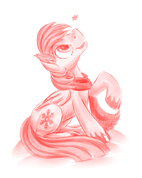 Size: 3600x4500 | Tagged: safe, artist:jadedjynx, oc, oc only, oc:winterlight, pegasus, pony, clothes, cool, cute, male, scarf, sitting, sketch, snowflake, solo, stallion, unshorn fetlocks