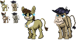 Size: 443x245 | Tagged: safe, artist:dmn666, cranky doodle donkey, matilda, donkey, crankilda, pixel art, pokémon, ponymon, simple background, transparent background