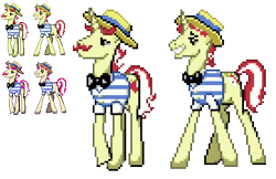 Size: 415x269 | Tagged: safe, artist:dmn666, flam, flim, duo, flim flam brothers, pixel art, pokémon, ponymon, simple background, transparent background