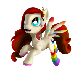 Size: 894x894 | Tagged: safe, artist:dragonsdravite, oc, oc only, oc:wonder shutter, pegasus, pony, 3d, 3d model, clothes, female, rainbow socks, simple background, socks, solo, striped socks, transparent background, watermark