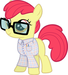 Size: 5428x6000 | Tagged: safe, artist:magister39, apple bloom, absurd resolution, clothes, glasses, hipster, missing accessory, nerd, shirt, simple background, solo, transparent background, vector