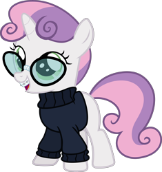 Size: 5630x6000 | Tagged: safe, artist:magister39, sweetie belle, absurd resolution, braces, clothes, geekie belle, glasses, hipster, nerd, simple background, solo, sweater, transparent background, turtleneck, vector
