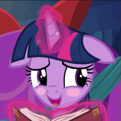 Size: 507x508 | Tagged: safe, screencap, twilight sparkle, twilight sparkle (alicorn), alicorn, pony, a hearth's warming tail, animated, behaving like pinkie pie, blushing, female, floppy ears, loop, mare