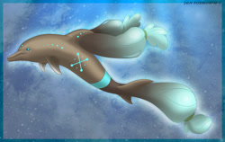 Size: 1024x648 | Tagged: safe, artist:foxbeast, oc, oc only, oc:blu, dolphin, cetacean, female, solo, species swap, transformation