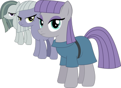 Size: 3225x2344 | Tagged: safe, artist:sketchmcreations, limestone pie, marble pie, maud pie, hearthbreakers, clothes, hair over one eye, inkscape, looking at you, simple background, transparent background, vector