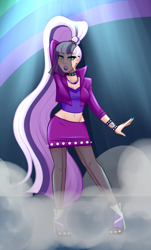 Size: 1000x1655 | Tagged: safe, artist:emberfan11, coloratura, human, the mane attraction, belly button, bellyring, clothes, countess coloratura, humanized, lipstick, midriff, nail polish, piercing, skirt, solo