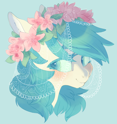 Size: 1342x1415 | Tagged: safe, artist:amphoera, oc, oc only, oc:venti via, floral head wreath, solo, veil