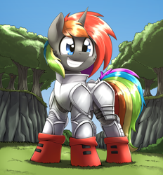 Size: 2624x2831 | Tagged: safe, artist:otakuap, oc, oc only, oc:fluffy the bringer of darkness, oc:krylone, moth, pony, unicorn, armor, freckles, grin, male, solo, stallion