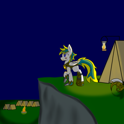 Size: 1280x1280 | Tagged: safe, artist:askhypnoswirl, oc, oc only, pegasus, pony, bruised, fantasy class, knight, lantern, night, tent, warrior