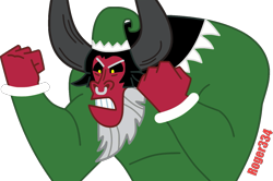 Size: 1419x943 | Tagged: safe, artist:roger334, lord tirek, elf, annoyed, hearth's warming, inkscape, parody, ponyscape, santa's little helper, simple background, solo, transparent background, vector