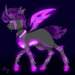 Size: 950x950 | Tagged: safe, artist:mute-wishes, oc, oc only, oc:gilded saint, changeling, crying, male, purple changeling, solo