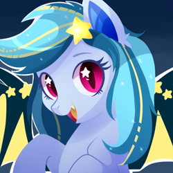 Size: 900x900 | Tagged: safe, artist:hikariviny, oc, oc only, oc:dream catcher, bat pony, pony, solo, stars