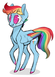 Size: 1280x1789 | Tagged: safe, artist:jellybeanbullet, rainbow dash, pegasus, pony, alternate hairstyle, beard, chest hair, colored wings, male, multicolored wings, rainbow wings, simple background, solo, stallion, stubble, trans boy, trans stallion rainbow dash, transgender, white background