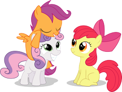 Size: 3695x2808 | Tagged: safe, artist:simplyfeatherbrain, apple bloom, scootaloo, sweetie belle, cutie mark crusaders, simple background, transparent background, vector