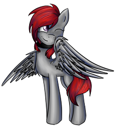 Size: 1050x1150 | Tagged: safe, artist:mufflinka, oc, oc only, pegasus, pony, smiling, solo, wink