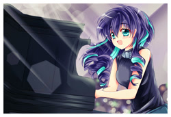 Size: 900x615 | Tagged: safe, artist:kiriche, coloratura, human, the mane attraction, anime, audience, breasts, busty coloratura, female, humanized, lighter, lights, open mouth, piano, playing, rara, scene interpretation, singing, solo, stage, the magic inside