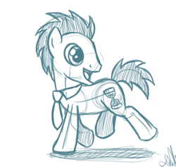 Size: 707x674 | Tagged: safe, artist:nickdallas, doctor whooves, pony, male, monochrome, sketch, solo, stallion