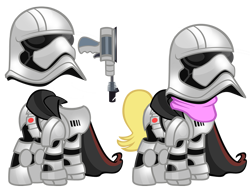 Size: 1600x1247 | Tagged: safe, artist:pixelkitties, ms. harshwhinny, armor, blaster, captain phasma, cloak, clothes, energy weapon, gun, helmet, pistol, simple background, spoiler, star wars, star wars: the force awakens, stormtrooper, transparent background, weapon