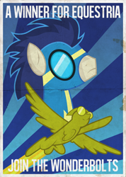 Size: 2135x3000 | Tagged: safe, artist:brony-works, soarin', pegasus, pony, goggles, male, poster, propaganda poster, stallion, wonderbolts, wonderbolts uniform