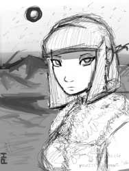 Size: 768x1024 | Tagged: safe, artist:project-humane, maud pie, human, humanized, monochrome, sketch, solo