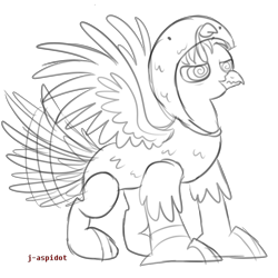 Size: 894x894 | Tagged: safe, artist:j-aspidot, oc, oc only, oc:draco darkwing, griffon, clothes, cosplay, costume, food, hypnosis, male, meat, monochrome, simple background, sketch, solo, transparent background, turkey, turkey costume