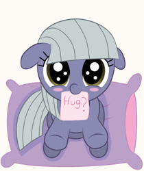 Size: 807x960 | Tagged: safe, artist:kawaiiminyan, limestone pie, blushing, cute, filly, floppy ears, hug request, limabetes, solo