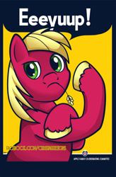 Size: 600x913 | Tagged: safe, artist:christadoodles, big macintosh, earth pony, pony, male, rosie the riveter, solo, stallion, straw