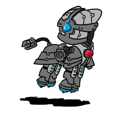 Size: 640x600 | Tagged: safe, alternate version, artist:ficficponyfic, oc, oc only, oc:emerald jewel, pony, adult, alternate timeline, alternate universe, amulet, armor, color, colt quest, floating, future, male, metal, plug, possible spoilers, preview, screws, stallion, visor