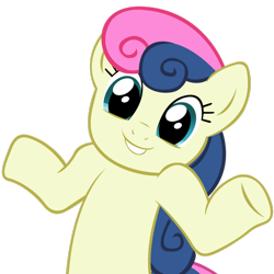 Size: 894x894 | Tagged: safe, artist:lazypixel, bon bon, sweetie drops, earth pony, pony, female, grin, looking at you, mare, shrug, shrugpony, simple background, smiling, solo, transparent background