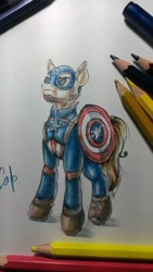 Size: 900x1600 | Tagged: safe, artist:funneltime, captain america, marvel, marvel comics, ponified, sketch, solo, steve rogers