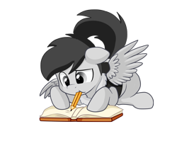 Size: 1722x1368 | Tagged: safe, artist:pridark, oc, oc only, pony, book, clothes, cute, jacket, male, pencil, simple background, small, solo, stallion, transparent background, writer, writing