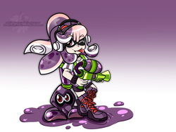 Size: 4000x3000 | Tagged: safe, artist:xwhitedreamsx, oc, oc only, oc:sweet velvet, human, crossover, forge, humanized, inkling, solo, splatoon, splattershot