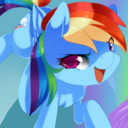 Size: 600x600 | Tagged: safe, artist:loyaldis, rainbow dash, pegasus, pony, colored pupils, looking at you, smiling, solo