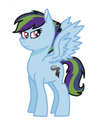 Size: 2300x2680 | Tagged: safe, artist:broohan, oc, oc only, oc:smoke sting, offspring, parent:rainbow dash, parent:soarin', parents:soarindash, solo