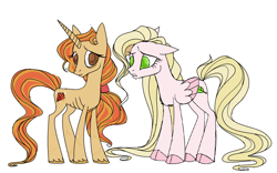 Size: 1280x797 | Tagged: safe, artist:cyn1celle, oc, oc only, pegasus, pony, unicorn, emaciated, sad, skinny