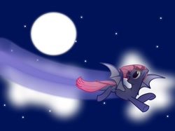 Size: 1390x1041 | Tagged: safe, artist:prism note, oc, oc only, oc:midnight symphony, cloud, flight trail, moon, night, stars, trail