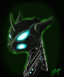 Size: 600x728 | Tagged: safe, artist:xxmarkingxx, changeling, robot, drone, robot changeling, solo
