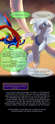 Size: 625x1400 | Tagged: safe, artist:severus, oc, oc only, oc:stormfront, oc:tezza, comic:serpent's coils, coatl, flying, messenger bag, stories from the front, text