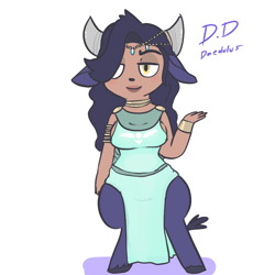 Size: 750x750 | Tagged: safe, artist:mt, oc, oc only, oc:daedalus, oc:roxanne, minotaur, satyr, offspring, parent:iron will