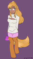 Size: 796x1411 | Tagged: safe, artist:yang-xiaolong, oc, oc only, oc:desirae, satyr, clothes, keyhole turtleneck, offspring, parent:ms. harshwhinny, sweater, turtleneck