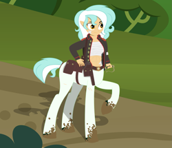 Size: 1323x1139 | Tagged: safe, artist:totallynotabronyfim, lyra heartstrings, centaur, ponytaur, equestria girls, bandage, clothes, german, gun, jacket, mauser c96, military, mud, saddle bag, solo, sword, weapon, world war i