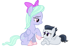 Size: 1024x645 | Tagged: safe, artist:rozyfly10, flitter, rumble, female, flitterumble, hoof painting, hoof polish, male, nail polish, shipping, straight, straight shota