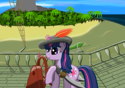 Size: 2480x1754 | Tagged: safe, artist:megatj, twilight sparkle, cannon, hilarious in hindsight, island, pirate, ship, solo