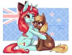 Size: 2192x1692 | Tagged: safe, artist:fayven, oc, oc only, oc:bonny bow, oc:muffaloo, bow, hair bow