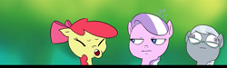 Size: 1361x411 | Tagged: safe, artist:doublewbrothers, apple bloom, diamond tiara, silver spoon, animated at source, creative solution, derp, faic, thousand yard stare, wat