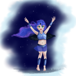 Size: 1408x1408 | Tagged: safe, artist:kwendynew, nightmare moon, human, belly button, humanized, midriff, solo